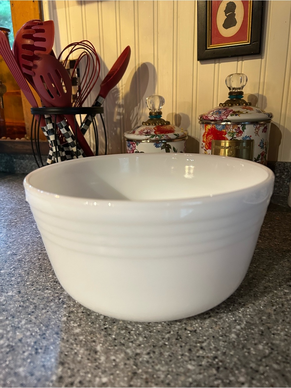 Vintage PYREX White Ribbed Milk Glass Mixing Bowl USA